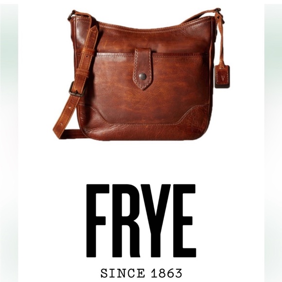 Frye Handbags - FRYE LEATHER CROSSBODY adj strap zip top exterior pockets clean interior brown